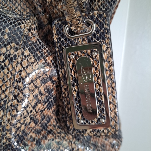 B. Makowsky Snakeskin Embossed Leather Shoulder Bag - Picture 2 of 8